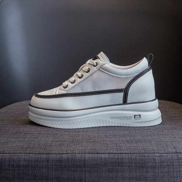 ⁦All-match Slimming Leather Breathable Mesh Platform Casual Women's Shoes⁩ - الصورة ⁦2⁩