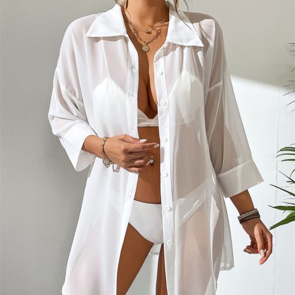 ⁦Women's Chiffon POLO Style Casual Shirt⁩ - الصورة ⁦3⁩