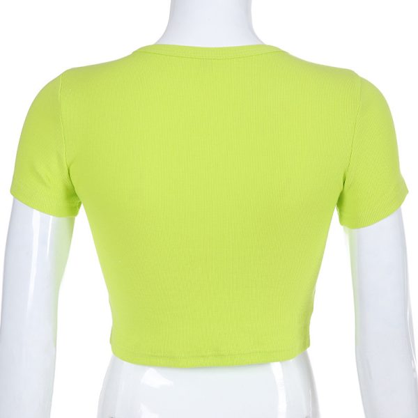 ⁦Sunflower printed small letters slimming T-shirt⁩ - الصورة ⁦8⁩