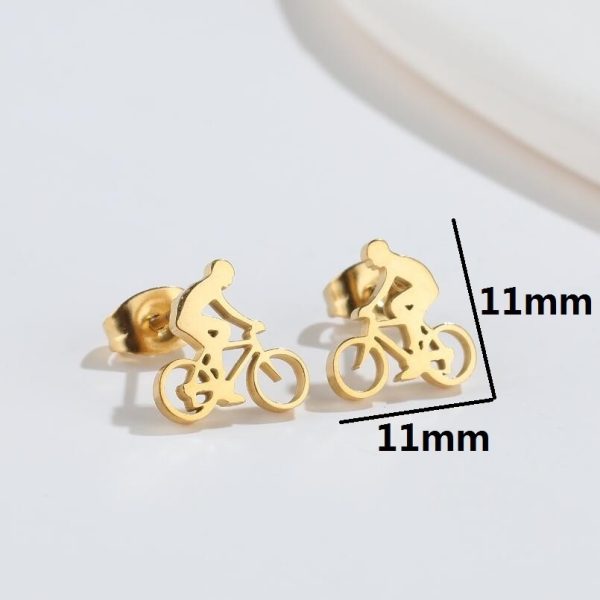 ⁦Accessories Fashion Creative Personality Cycling Stud Earrings⁩ - الصورة ⁦4⁩