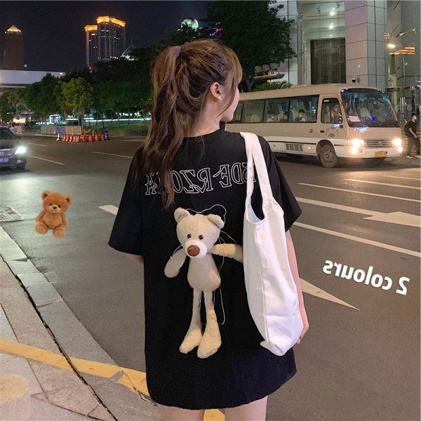 ⁦Back bear T-shirt female ins⁩ - الصورة ⁦5⁩