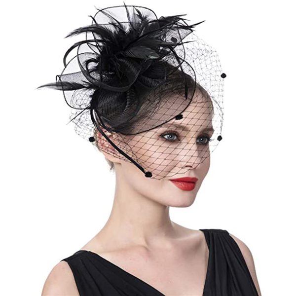 ⁦Vintage Feather Mesh Bridal Hair Accessories⁩ - الصورة ⁦3⁩