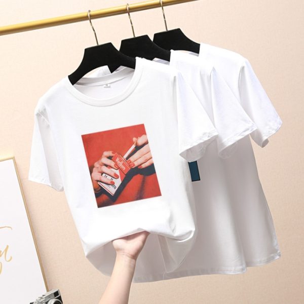 ⁦Yoga pants wholesale summer blouse sets of women's new loose cartoon finger print short-sleeved t-shirt a generation⁩ - الصورة ⁦8⁩