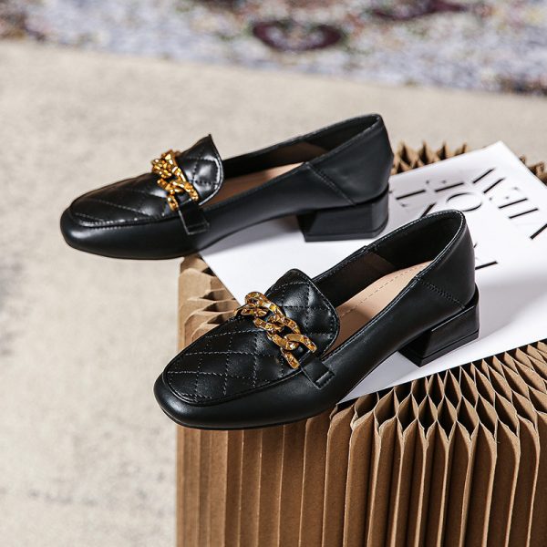⁦Women's Soft Sole Square Toe Low Heel Shoes⁩ - الصورة ⁦3⁩