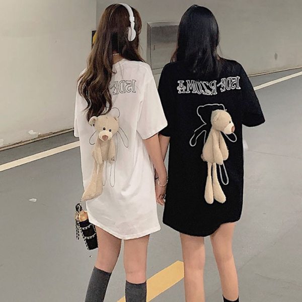 ⁦Back bear T-shirt female ins⁩ - الصورة ⁦4⁩