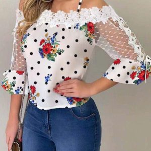 Short - sleeved lace shirt