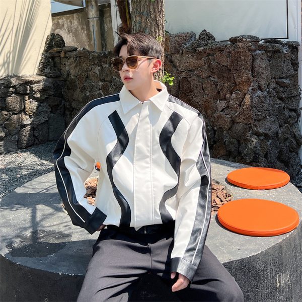 ⁦Splicing Short Motorcycle Jackets Against Color⁩ - الصورة ⁦4⁩