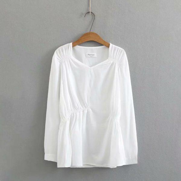 ⁦Womens large size niche shirt temperament new product 200 kg fat mm western French new fat spring and autumn long-sleeved shirt⁩ - الصورة ⁦3⁩