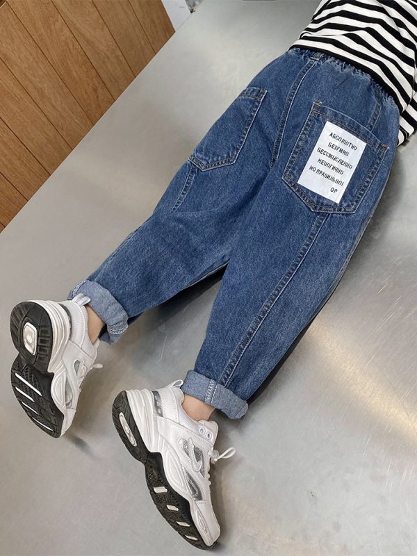 ⁦Boys' Jeans Spring And Autumn Trousers Spring New Children's Clothing, Big Children's Pants, Boys Korean Style⁩ - الصورة ⁦6⁩
