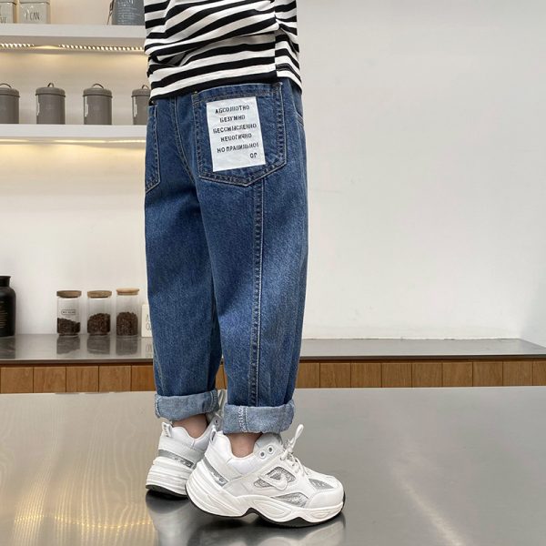 ⁦Boys' Jeans Spring And Autumn Trousers Spring New Children's Clothing, Big Children's Pants, Boys Korean Style⁩ - الصورة ⁦2⁩