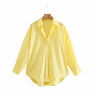 European Station Poplin Shirt Women's Yellow Shirt