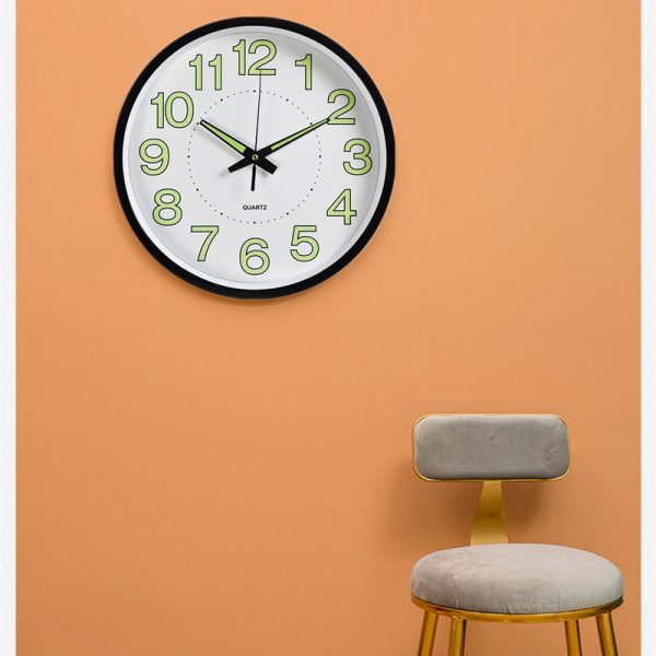 ⁦12 inch Luminous Minimalist Wall Clock Modern Design White Quartz Simple Glowing Hanging Clocks Bedroom Living Room Decoration⁩ - الصورة ⁦4⁩