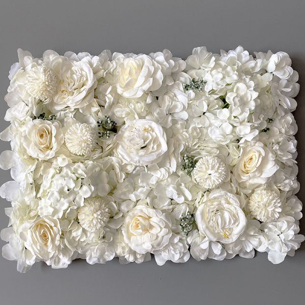 ⁦40x60CM White Silk Rose Flower Wall Artificial Flower for Wedding Decoration Flower Wall Romantic Wedding Home Backdrop Decor⁩ - الصورة ⁦3⁩
