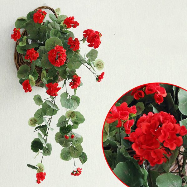 ⁦Artificial Plant Artificial Flower Rattan Hydrangea Living Room Artificial Flower Indoor Plastic Artificial Green Leaf Vine Wall Decoration Rose⁩ - الصورة ⁦2⁩