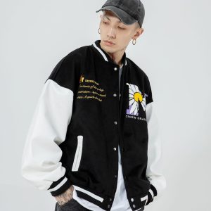 Men'S And Women'S Jackets With Straight Hem And Color Matching Side Slit Pockets