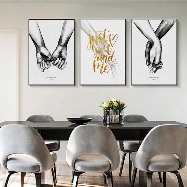 ⁦Art Oil Painting Triptych Bedroom Bedside Painting Oil Canvas Inkjet Living Room Decoration Painting Bag⁩ - الصورة ⁦5⁩
