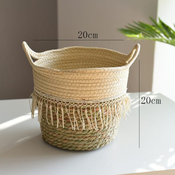 ⁦Woven Flower Pot, Extra Large Straw Woven Flower Pot Set, Bonsai Living Room Basket Decoration, Nordic Rattan Flower Pot⁩ - الصورة ⁦2⁩