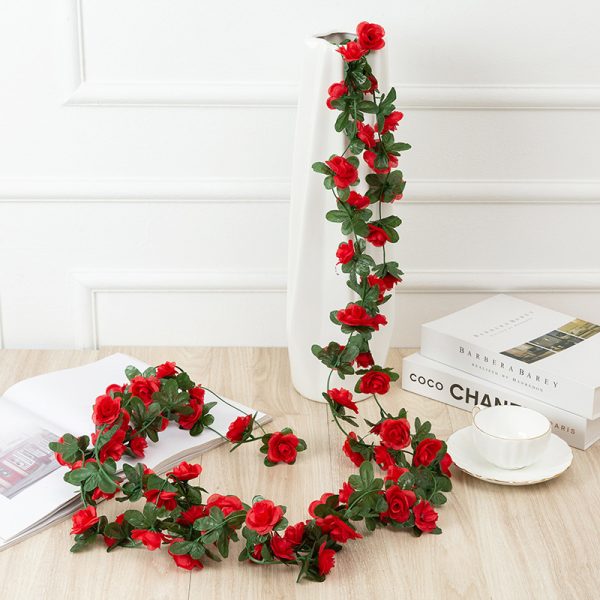 ⁦250Cm Rose Artificial Flowers Christmas Garland For Wedding Home Room Decoration Spring Autumn Garden Arch Diy Fake Plant Vine⁩ - الصورة ⁦4⁩