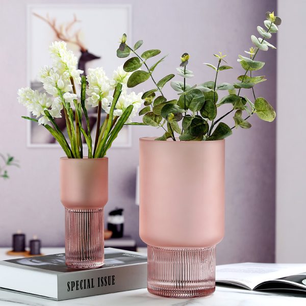 ⁦American creative Nordic minimalist glass vase frosted flower arrangement water dried flower flower living room dining table decoration⁩ - الصورة ⁦9⁩