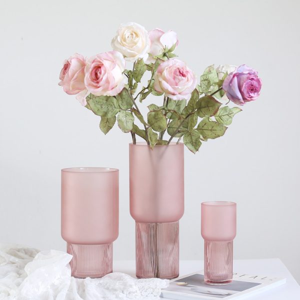⁦American creative Nordic minimalist glass vase frosted flower arrangement water dried flower flower living room dining table decoration⁩ - الصورة ⁦8⁩