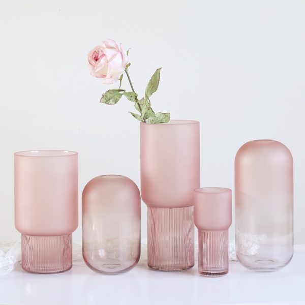 ⁦American creative Nordic minimalist glass vase frosted flower arrangement water dried flower flower living room dining table decoration⁩ - الصورة ⁦7⁩