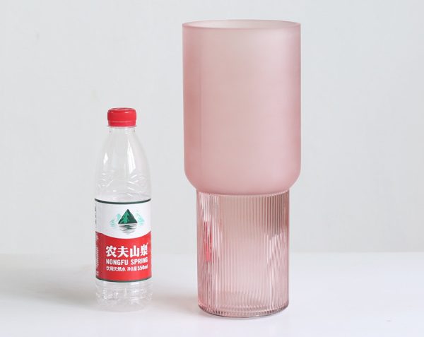 ⁦American creative Nordic minimalist glass vase frosted flower arrangement water dried flower flower living room dining table decoration⁩ - الصورة ⁦4⁩