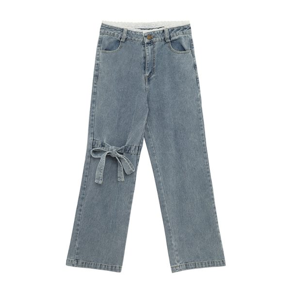 ⁦Bow Tie High Waist Denim Sweet Cool Korean Version⁩ - الصورة ⁦2⁩
