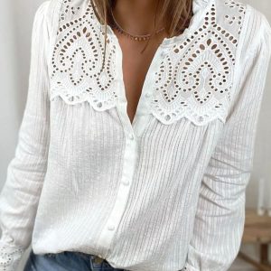 Women's Lace Stitching Shirt Women