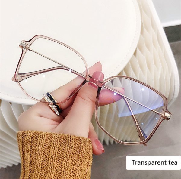 ⁦Anti-blue Light Flat Mirror Ladies Retro Big Frame Glasses Frame⁩ - الصورة ⁦3⁩
