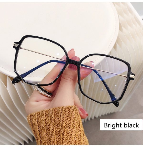 ⁦Anti-blue Light Flat Mirror Ladies Retro Big Frame Glasses Frame⁩ - الصورة ⁦2⁩
