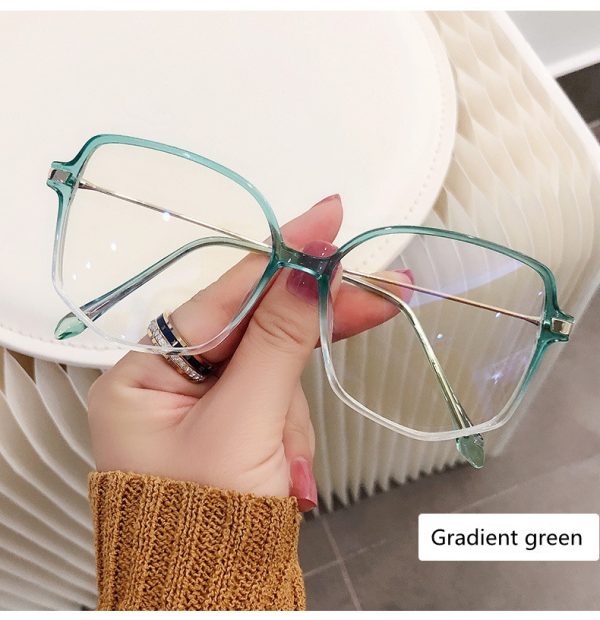 ⁦Anti-blue Light Flat Mirror Ladies Retro Big Frame Glasses Frame⁩ - الصورة ⁦5⁩