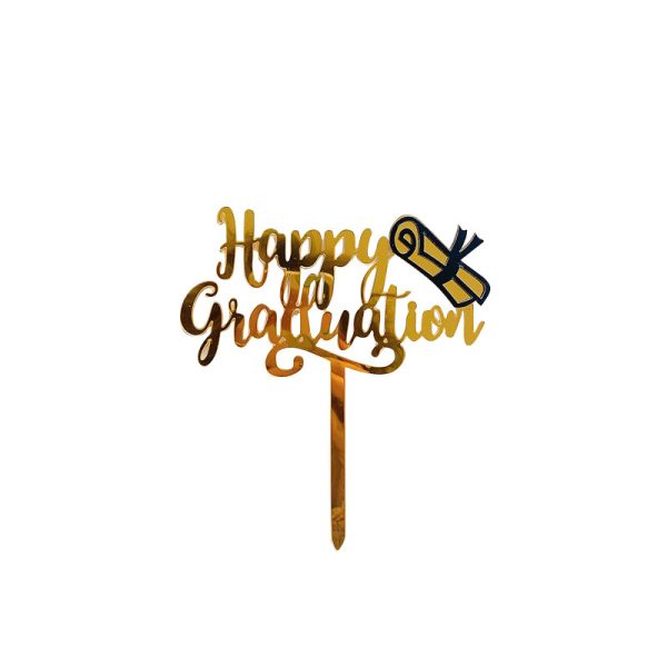 ⁦1Pc Graduation Party Decor Cake Toppers Acrylic Letter Hats Cake Flags Congrat Grad for Class Graduate Party Decorations⁩ - الصورة ⁦2⁩