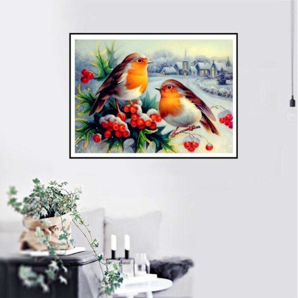 ⁦YI BRIGHT Home Decoration Scenery Snow Bird With Fruit DIY 5D Diamond Embroidery Cross Stitch kits Resin Hobby Craft KBL⁩ - الصورة ⁦3⁩