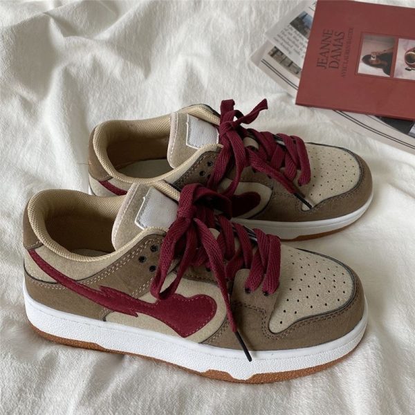 ⁦Autumn Love Leather White Shoes Comfort Big Head Bread Casual Sneakers⁩ - الصورة ⁦9⁩