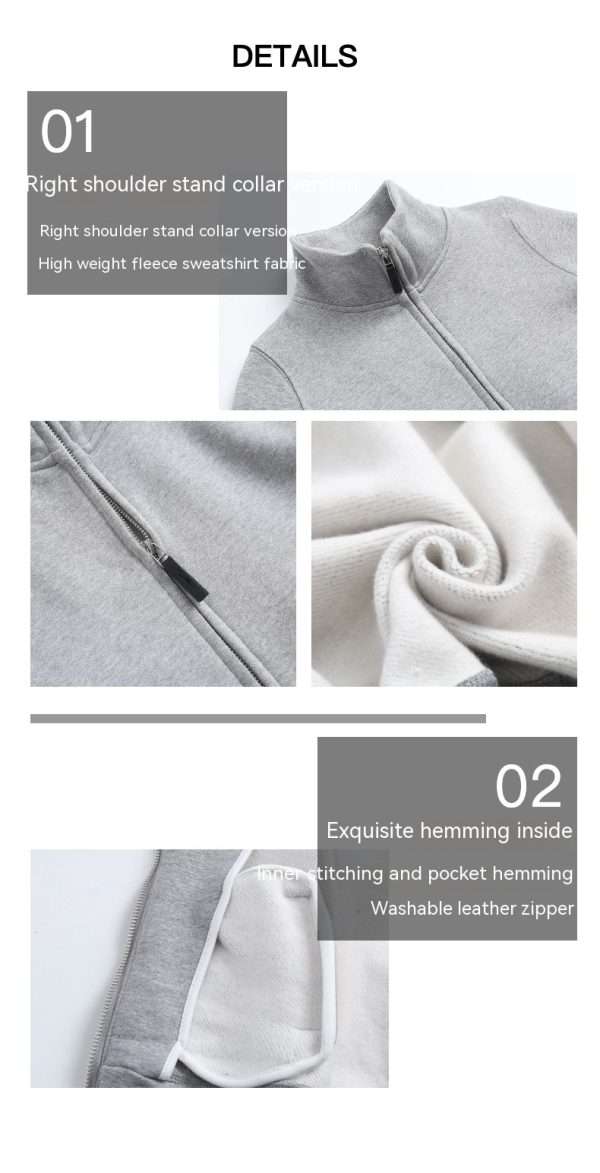 ⁦Autumn And Winter Leisure Shoulder Stand Collar Fleece Sweater Small Jacket⁩ - الصورة ⁦8⁩