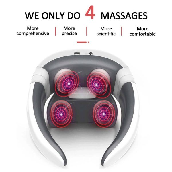 ⁦Smart Electric Pulse Back and Neck Massage 4 Heads Pain Relief Tool Health Care Relaxation Cervical Vertebra Physiotherapy⁩ - الصورة ⁦2⁩