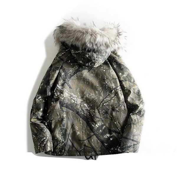 ⁦Big fur collar splash cotton jacket⁩ - الصورة ⁦3⁩