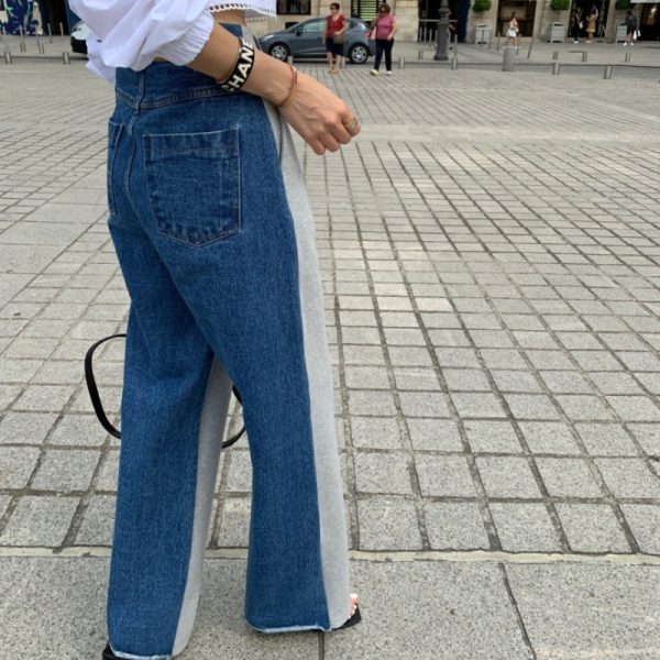 ⁦Women's Denim Elastic Waist Casual Pants⁩ - الصورة ⁦5⁩