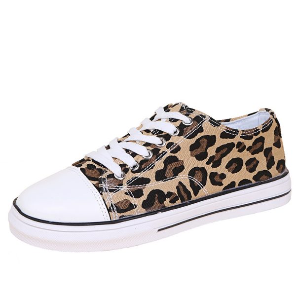 ⁦Women's Thick-soled Leopard Print Colorblock Lace-up Casual Sneakers⁩ - الصورة ⁦5⁩