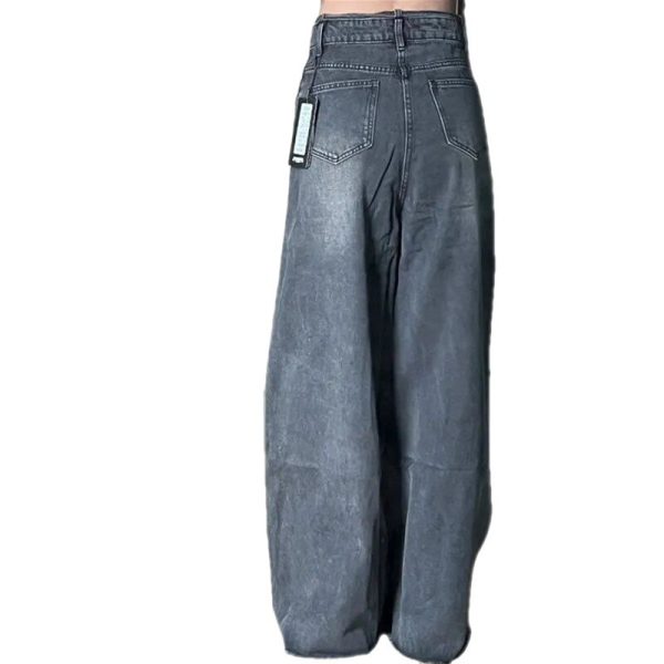 ⁦American Style Washed Retro Loose Fitting Straight Leg Jeans For Women⁩ - الصورة ⁦2⁩