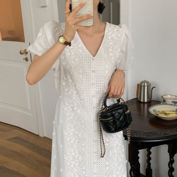 ⁦Sweet V-neck Three-dimensional Dress Women⁩ - الصورة ⁦4⁩