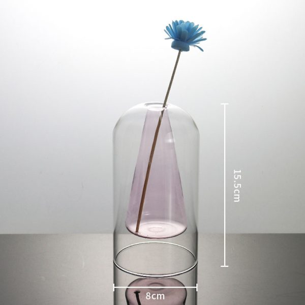 ⁦Vases Glass Vase Home Decor Room Decor Modern Wedding Decoration Hydroponic Flower Pot Double Glass Container Crafts Ornament⁩ - الصورة ⁦8⁩