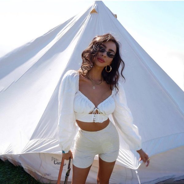 ⁦Women's hollow cropped slim top⁩ - الصورة ⁦4⁩
