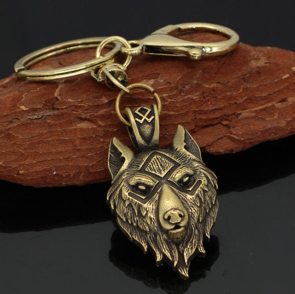 ⁦Viking Series Wolf Head Key Chain Accessories⁩ - الصورة ⁦5⁩
