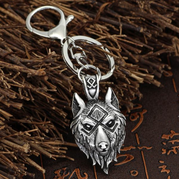 ⁦Viking Series Wolf Head Key Chain Accessories⁩ - الصورة ⁦4⁩