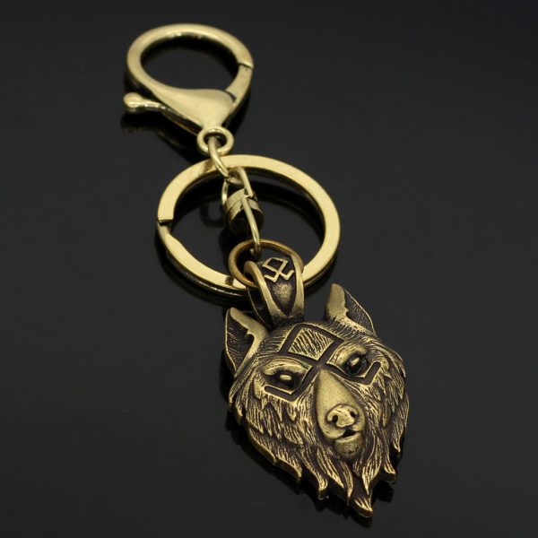⁦Viking Series Wolf Head Key Chain Accessories⁩ - الصورة ⁦3⁩