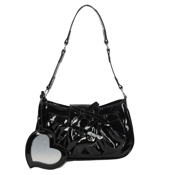 ⁦Women's Cute Girl Patent Leather Bow Single Shoulder Bag⁩ - الصورة ⁦6⁩