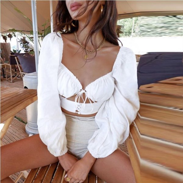 ⁦Women's hollow cropped slim top⁩ - الصورة ⁦5⁩