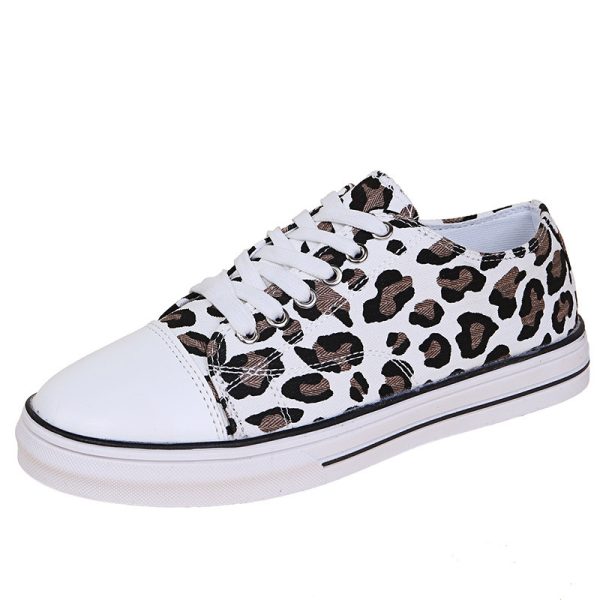⁦Women's Thick-soled Leopard Print Colorblock Lace-up Casual Sneakers⁩ - الصورة ⁦6⁩