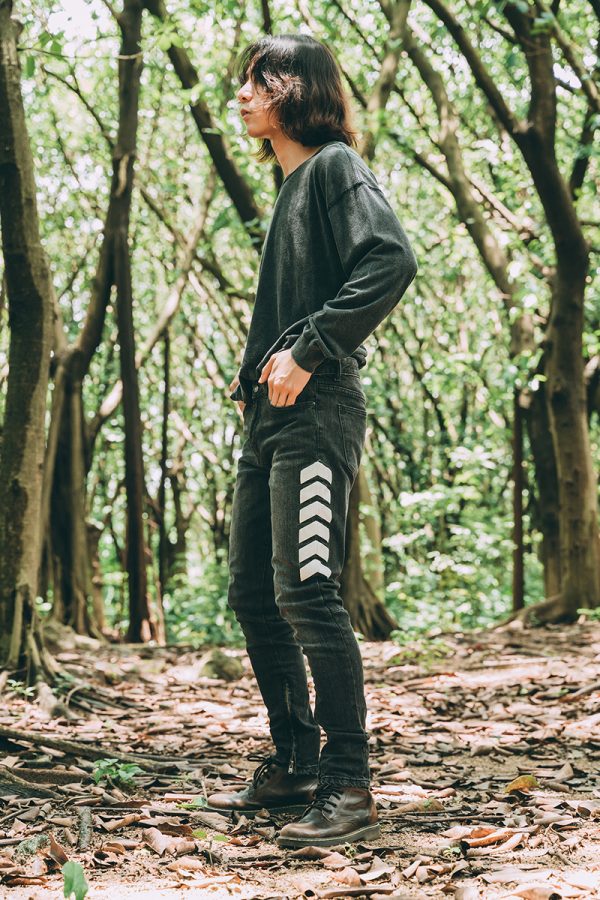 ⁦Zipper cuffs long men and women same style jeans⁩ - الصورة ⁦5⁩
